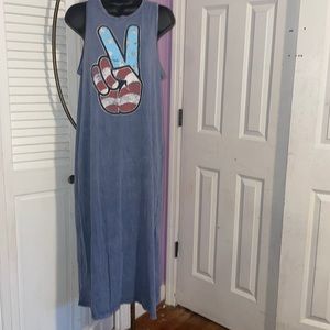 Mineral Wash✌🏽Peace Sign Graphic Tank Dress - Size S, M, L